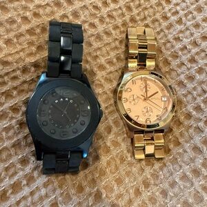 Marc by Marc Jacobs Black Resin Watch and Rose Gold-Tone Watch (Two-Piece Set)